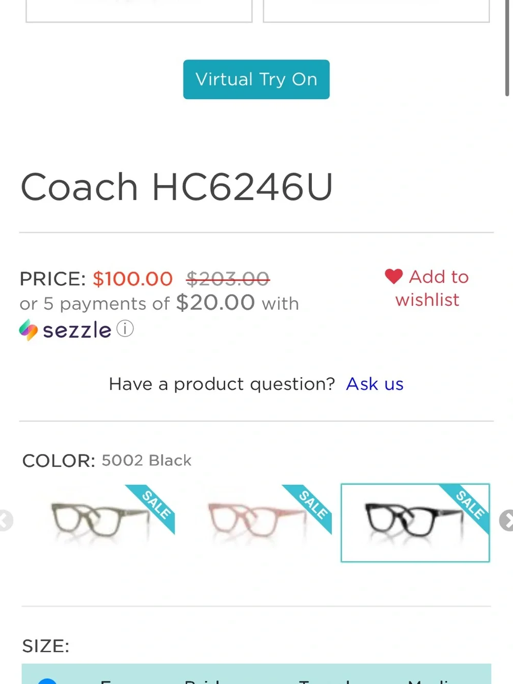 Coach Black Women's Glasses